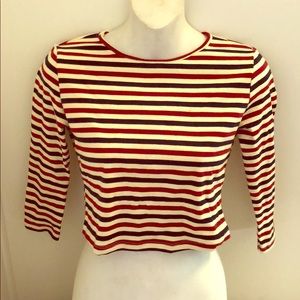 Red, White, & Blue Striped Crop Top
